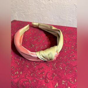 Headband NEW, salmon and pistachio green w middle knot, silk like fabric- gift!!